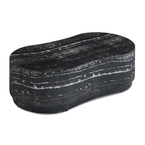 Valentina Laurent 47" Black Faux Marble Indoor/Outdoor Concrete Coffee Table - image 6