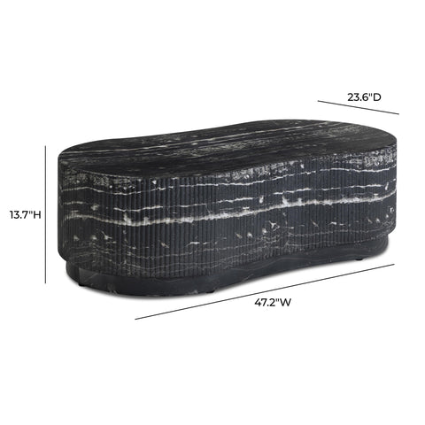 Valentina Laurent 47" Black Faux Marble Indoor/Outdoor Concrete Coffee Table - image 10