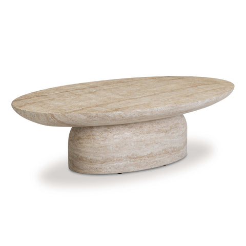 Juliette StClair 51" Faux Travertine Indoor/Outdoor Concrete Coffee Table - image 3