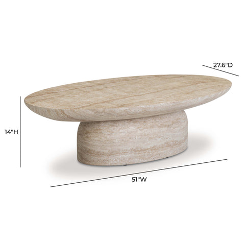 Juliette StClair 51" Faux Travertine Indoor/Outdoor Concrete Coffee Table - image 9