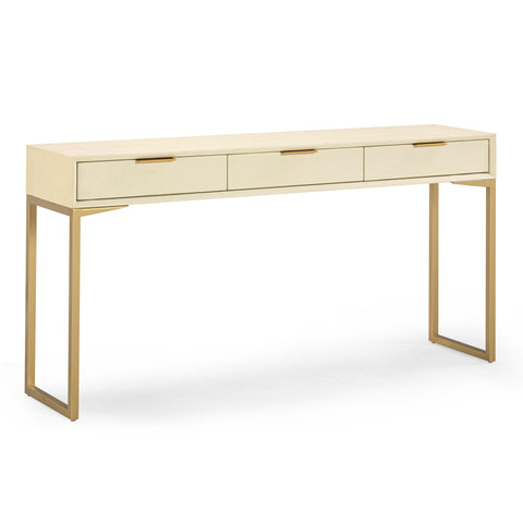 Arielle Rivoli 59" Faux Shagreen 3-Drawer Console Table - image 3