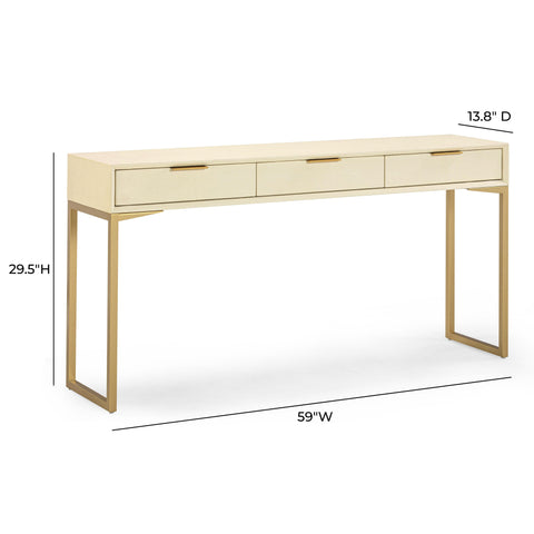 Arielle Rivoli 59" Faux Shagreen 3-Drawer Console Table - image 9