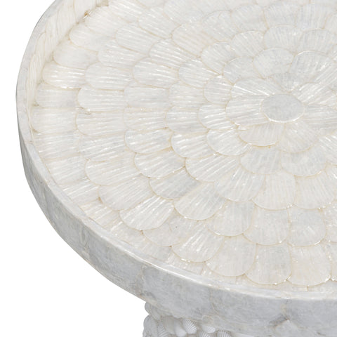 Vivienne Chantilly Pearl White Seashell Round Side Table - image 3