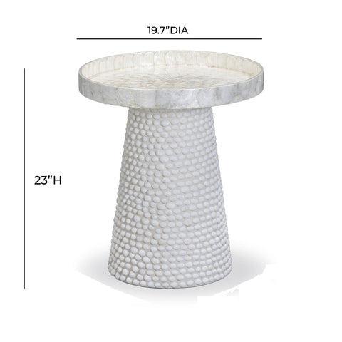 Vivienne Chantilly Pearl White Seashell Round Side Table - image 6