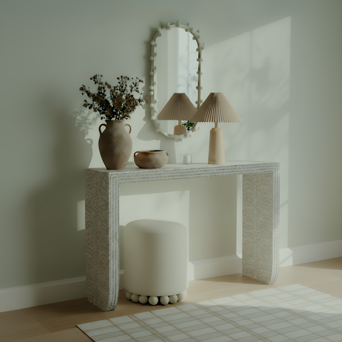 Sabine Como 47" Cream Capiz Shell Console Table - image 2