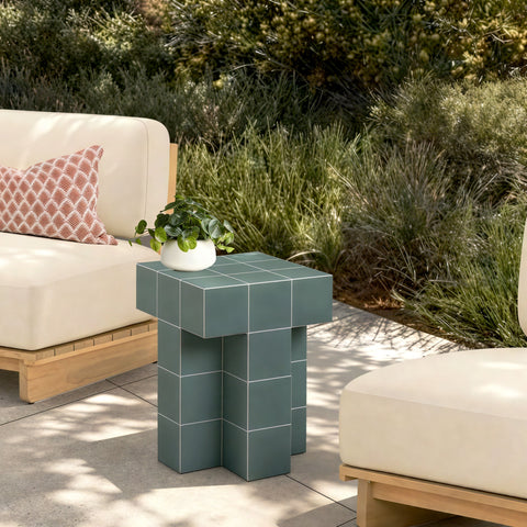 Rosalie Arden Tile Concrete Indoor/Outdoor Side Table - image 2