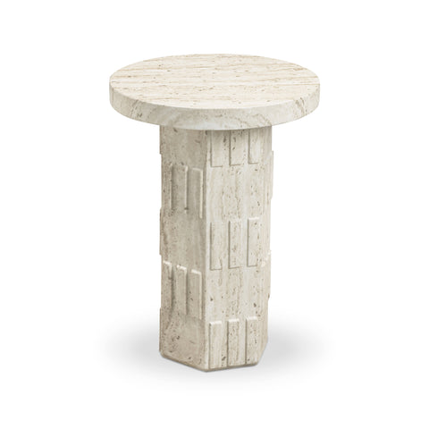 Margaux Bellamy Faux Travertine Indoor/Outdoor Concrete Side Table - image 3