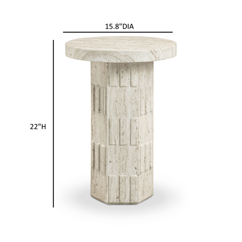Margaux Bellamy Faux Travertine Indoor/Outdoor Concrete Side Table - image 7