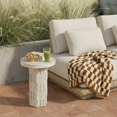 Margaux Bellamy Faux Travertine Indoor/Outdoor Concrete Side Table - image 2