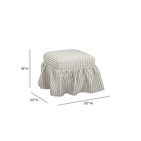 Colette Laurent Striped Performance Linen Skirted Ottoman - image 6