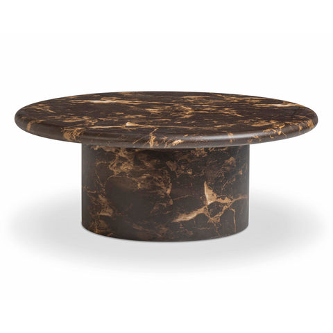 Giselle Castaigne 36" Dark Brown Faux Marble Indoor/Outdoor Concrete Round Coffee Table - image 3