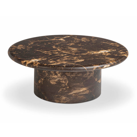 Giselle Castaigne 36" Dark Brown Faux Marble Indoor/Outdoor Concrete Round Coffee Table - image 4