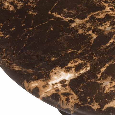 Giselle Castaigne 36" Dark Brown Faux Marble Indoor/Outdoor Concrete Round Coffee Table - image 6