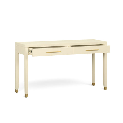 Alessia Devereux 54" Cream Faux Shagreen 2-Drawer Console Table - image 4