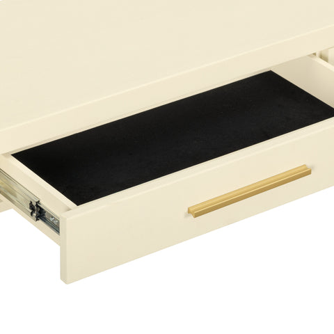 Alessia Devereux 54" Cream Faux Shagreen 2-Drawer Console Table - image 5