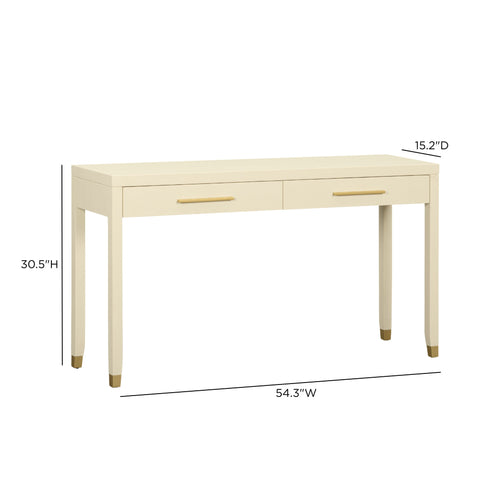 Alessia Devereux 54" Cream Faux Shagreen 2-Drawer Console Table - image 9