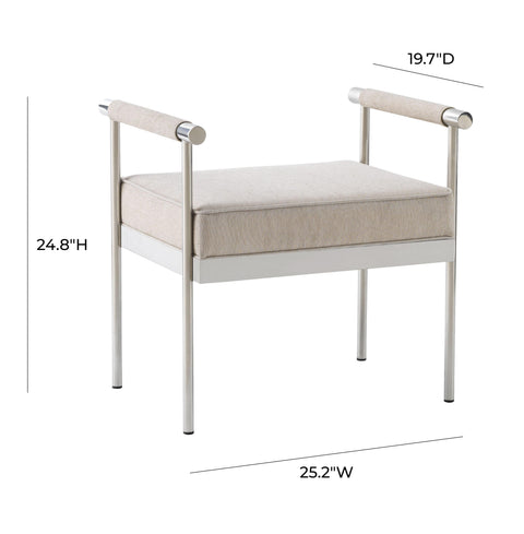 Butterfly Cream Velvet Bench
