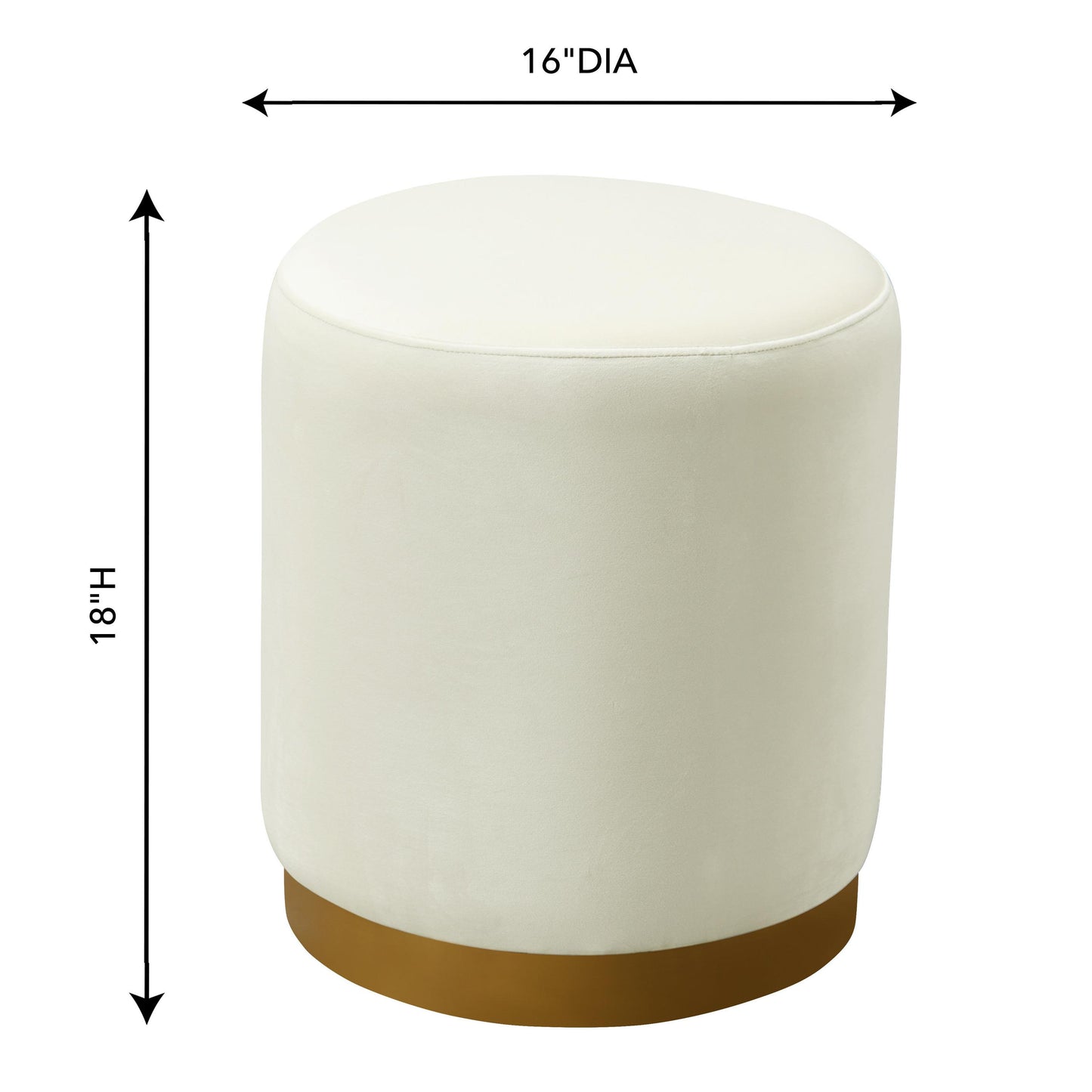 chelsea cream velvet ottoman with gold base