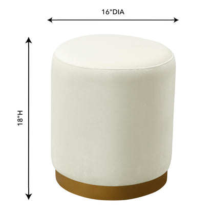 Chelsea Cream Velvet Ottoman with Gold Base