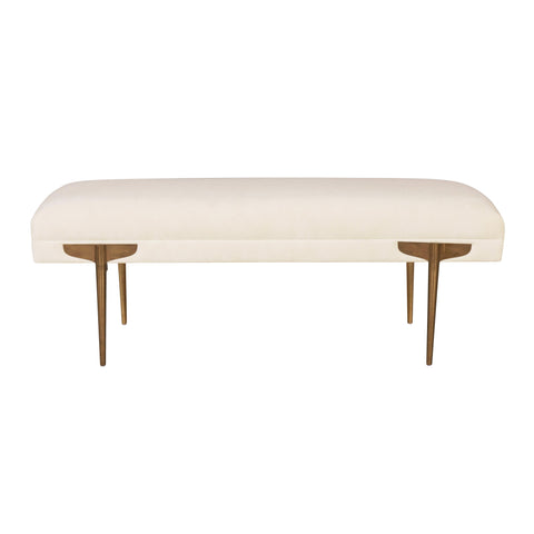 Tribal White Waived Velvet Bench