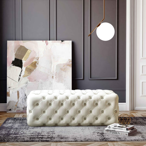 Citrus Cream Velvet Ottoman