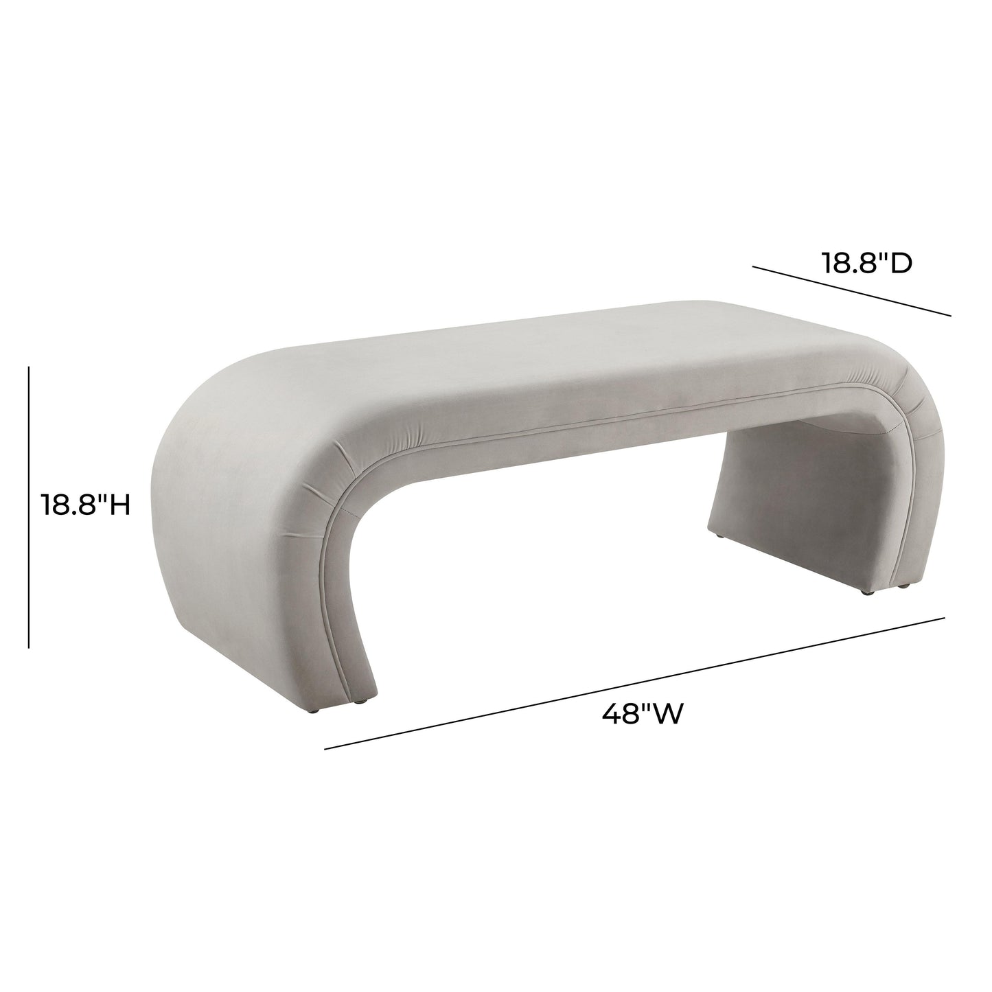 lisa light grey velvet bench