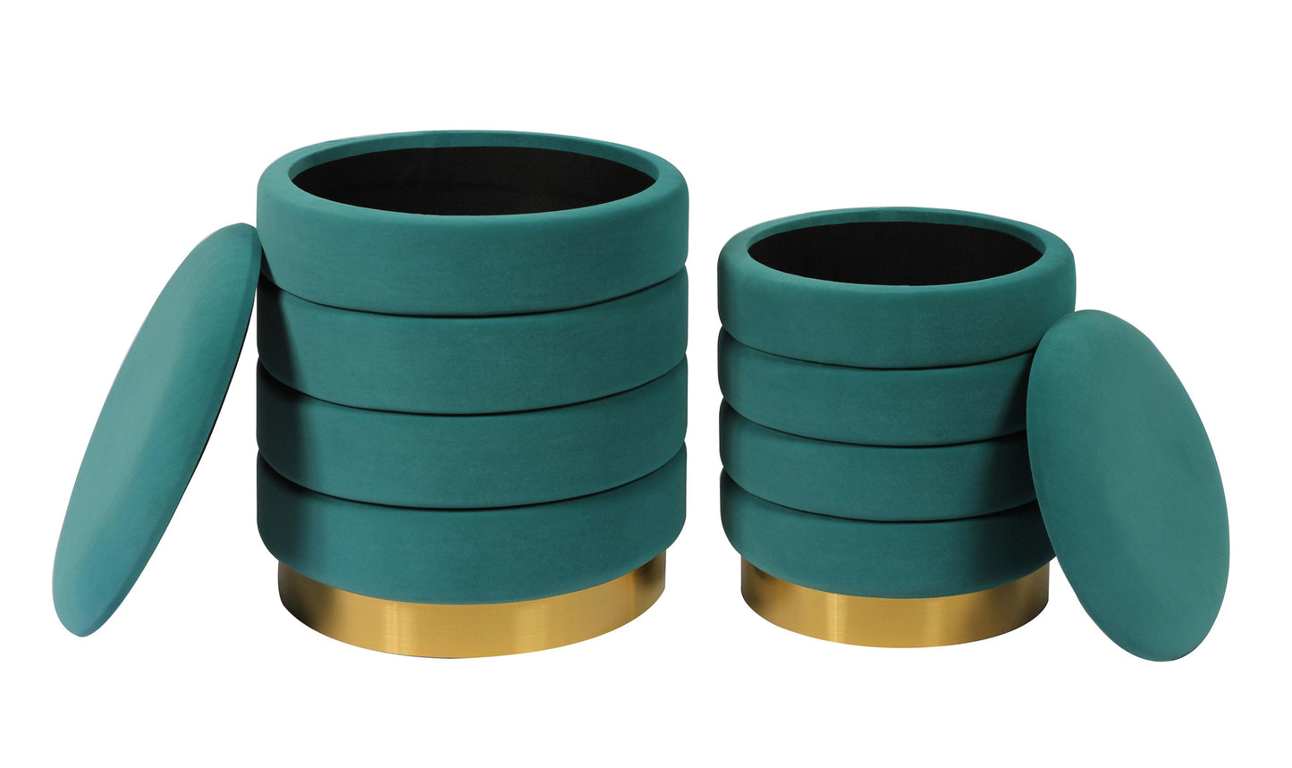 kaia teal storage ottomans - set of 2