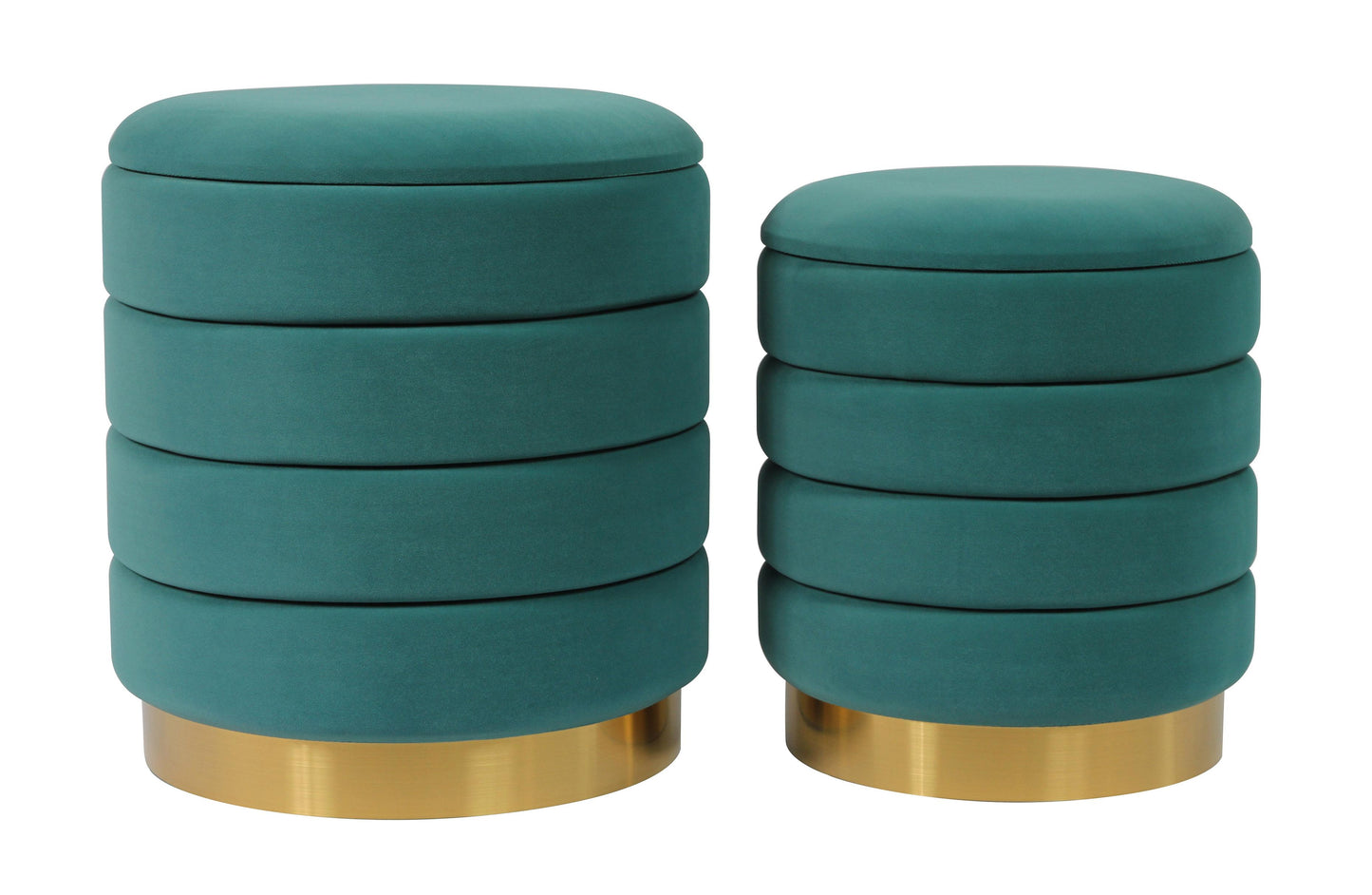 kaia teal storage ottomans - set of 2