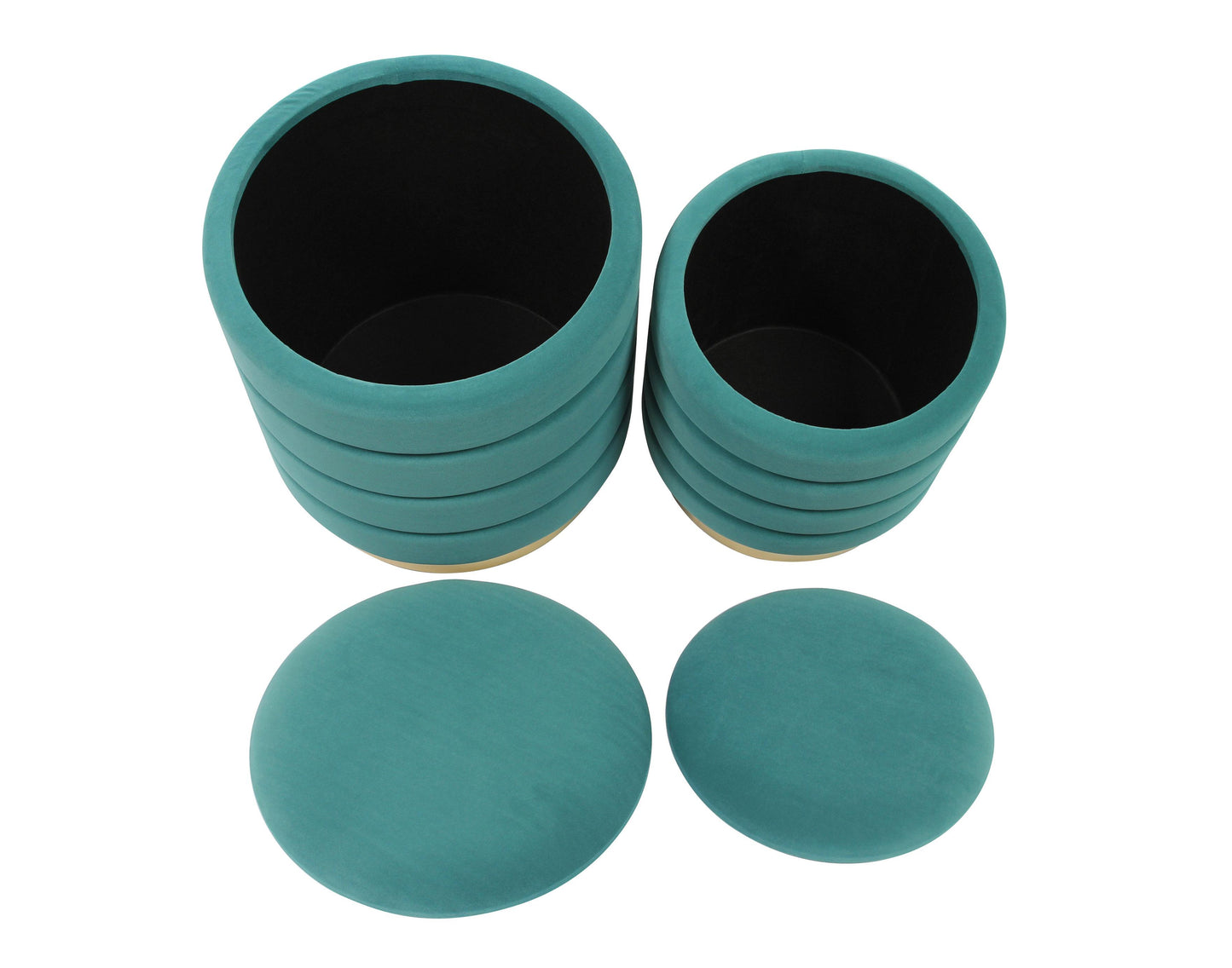 kaia teal storage ottomans - set of 2