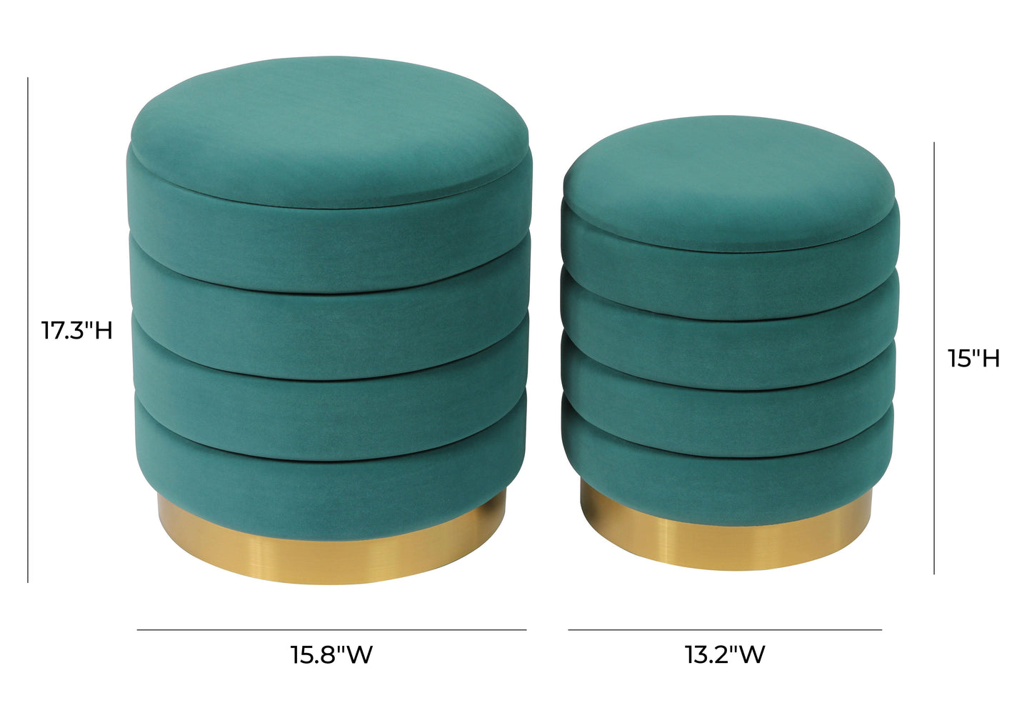 kaia teal storage ottomans - set of 2