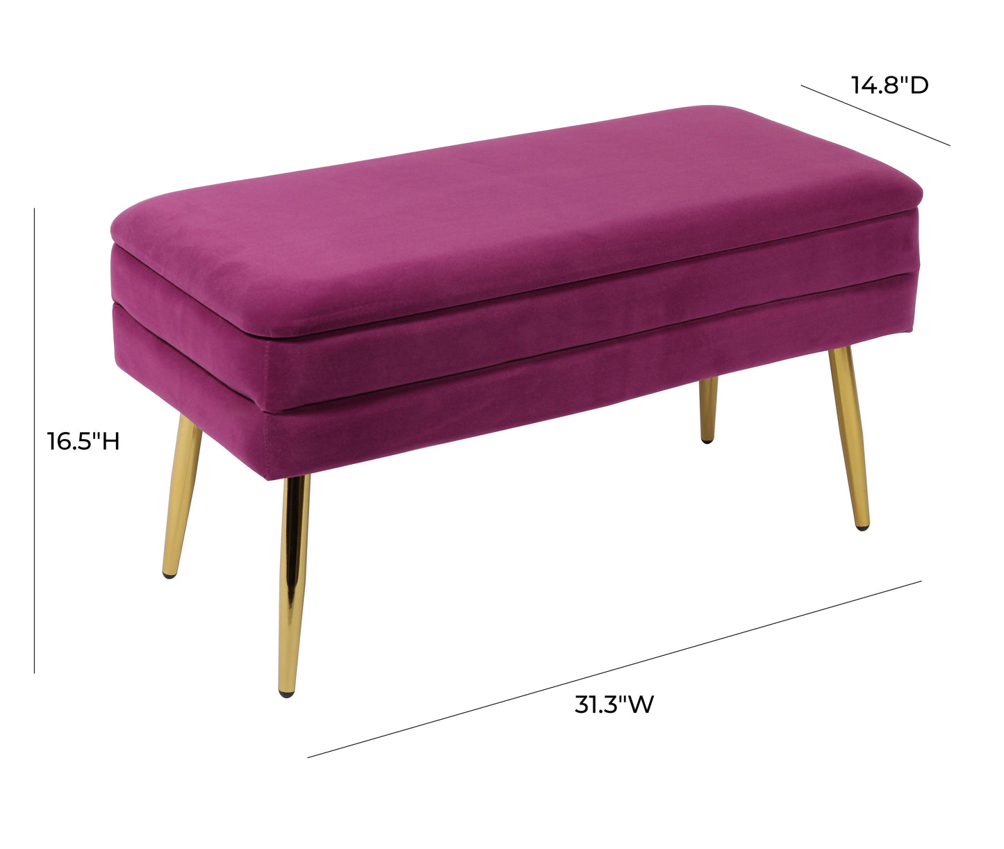 nova plum velvet storage bench