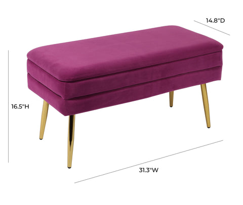 31" Velvet Storage Bench - image 6