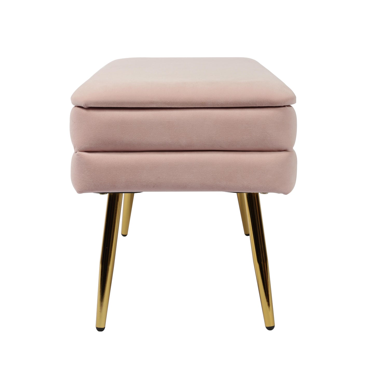 nova blush velvet storage bench