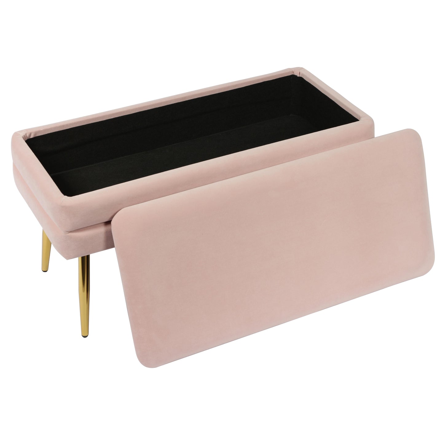 nova blush velvet storage bench