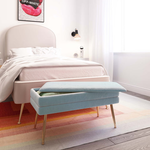  31" Velvet Storage Bench - image 2