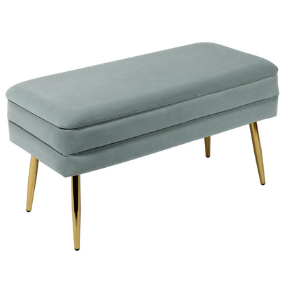 Nova Sea Blue Velvet Storage Bench