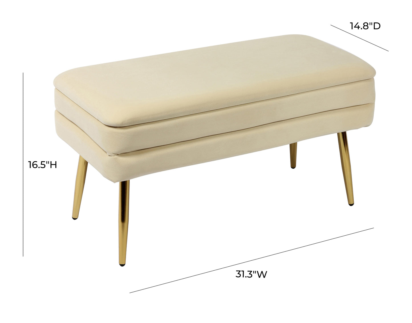 nova cream velvet storage bench