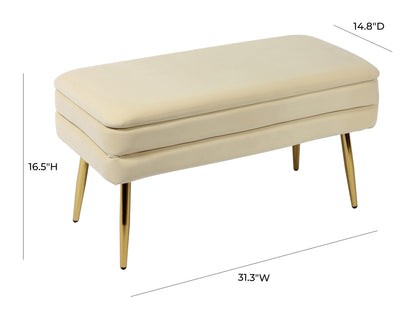 Nova Cream Velvet Storage Bench