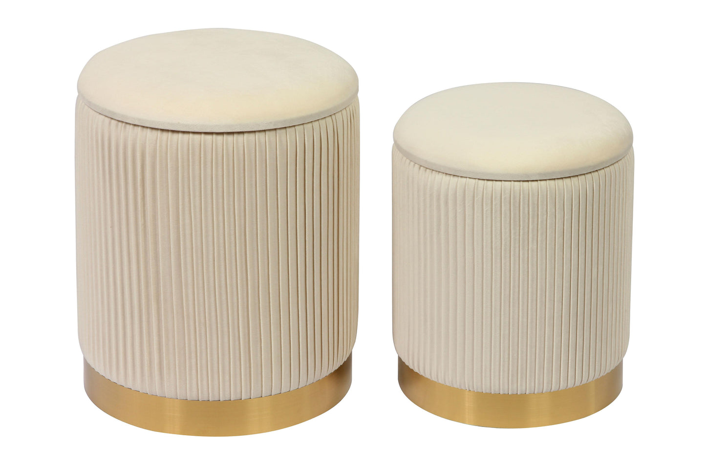 calliope cream velvet storage ottomans - set of 2