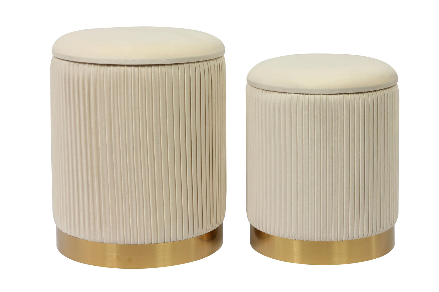 calliope cream velvet storage ottomans - set of 2