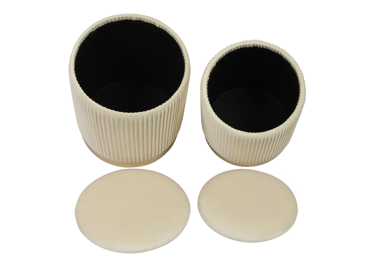 calliope cream velvet storage ottomans - set of 2