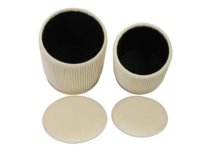 Calliope Cream Velvet Storage Ottomans - Set of 2