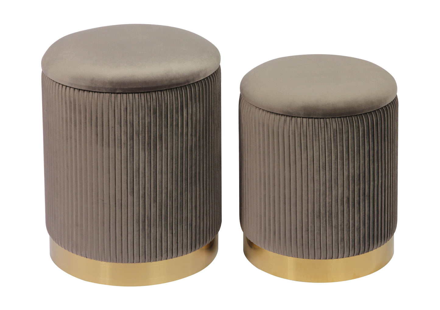 calliope grey velvet storage ottomans - set of 2