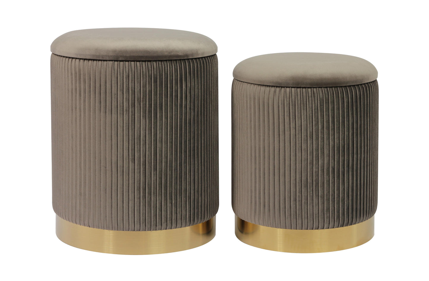 calliope grey velvet storage ottomans - set of 2