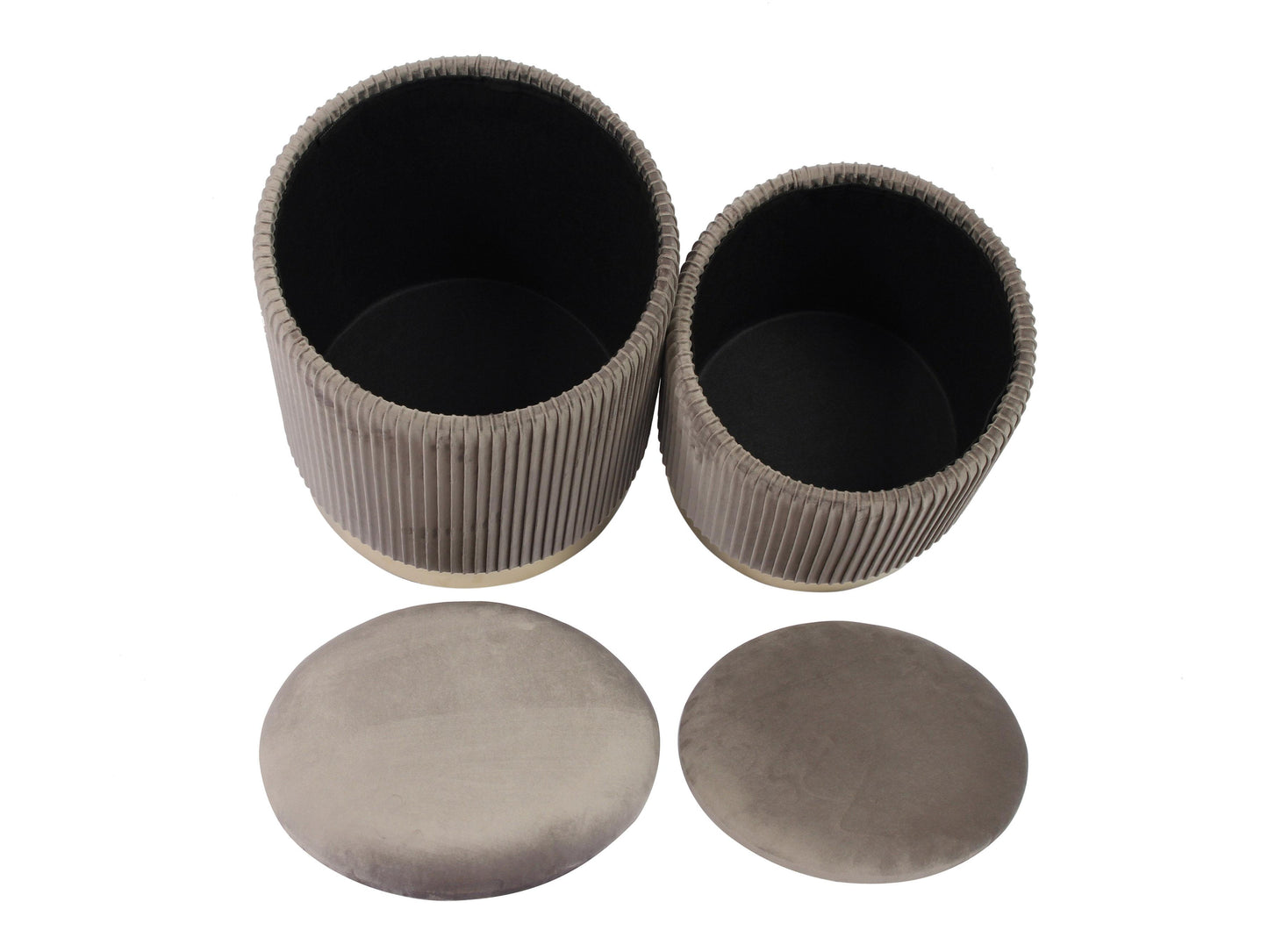 calliope grey velvet storage ottomans - set of 2