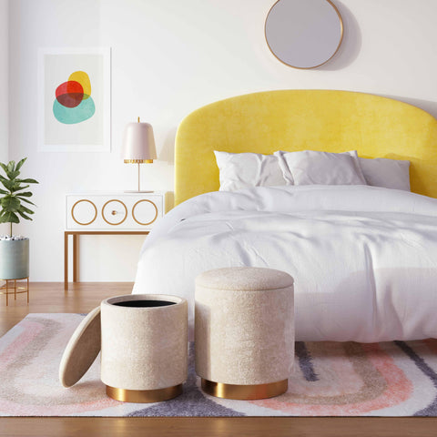 Dora Faux Sheepskin Storage Ottomans - Set of 2