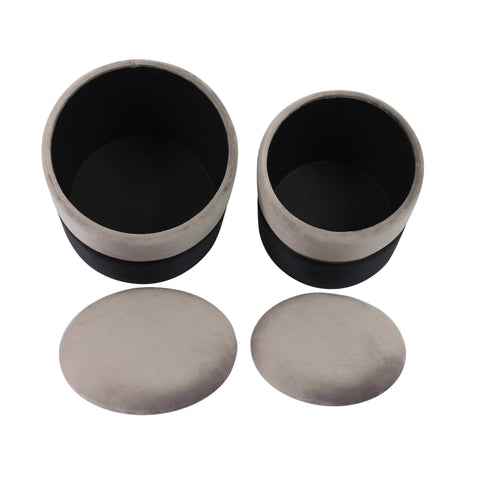 Estelle Laurent Grey and Black Performance Velvet Storage Ottomans - Set of 2 - image 5
