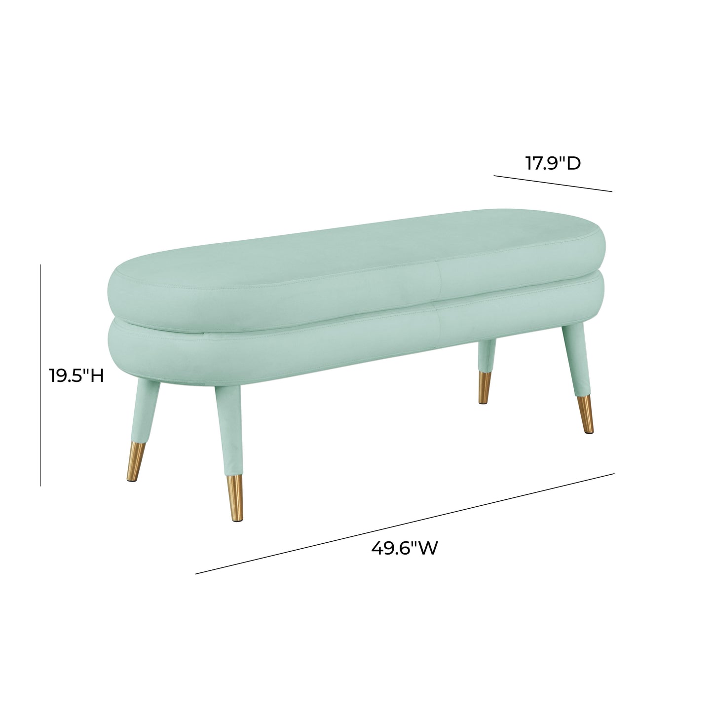 gwen sea foam green velvet bench