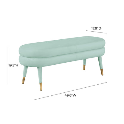 Gwen Sea Foam Green Velvet Bench