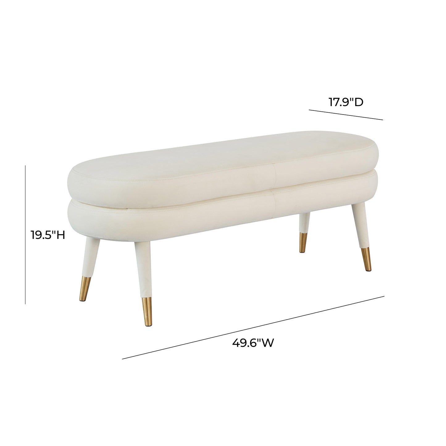 gwen cream velvet bench